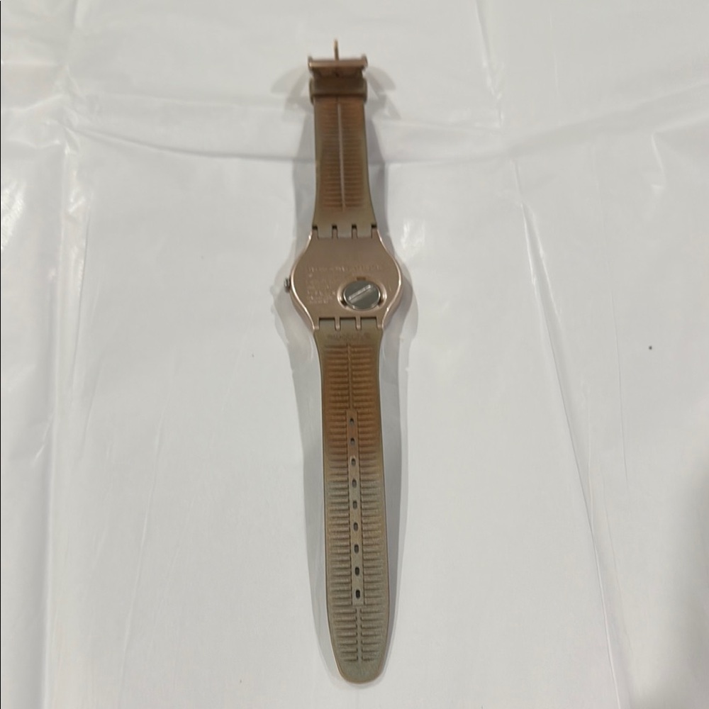 Swatch Women's Watch with Rose Gold Dial and Olive Strap - Picture 2 of 2